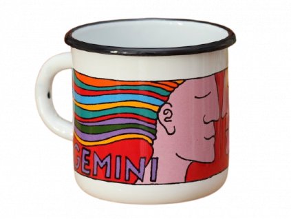 1704 enamel mug white zodiac sign gemini