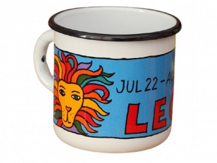 1710 enamel mug white zodiac sign leo