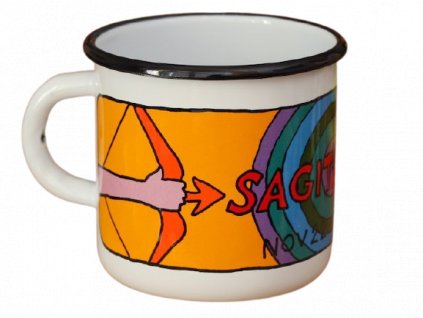 1722 enamel mug white zodiac sign sagittarius