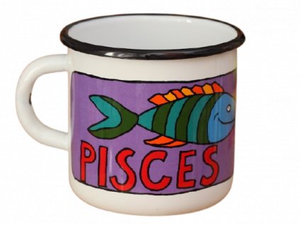 1731 enamel mug white zodiac sign pices
