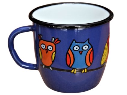 1809 enamel mug dark blue motive owl conical