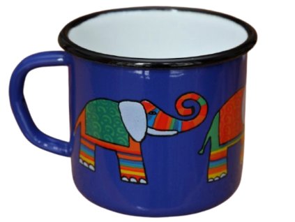 1878 enamel mug blue motive elephant