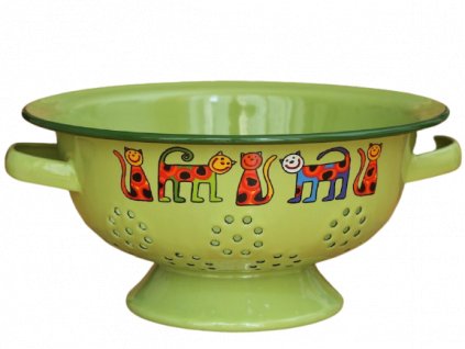 1986 colander cats with dots green