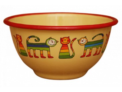 2192 yellow bowl with rainbow cats