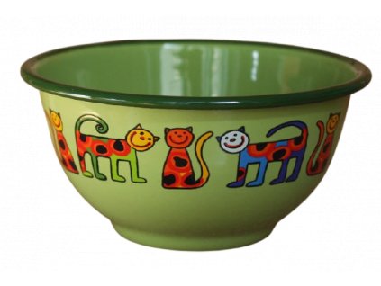 2234 green bowl with cats with dots