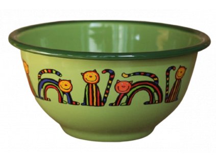 2237 green bowl with stripy cats