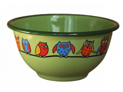2252 green bowl with owls