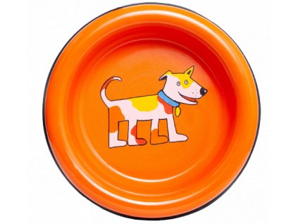 Enamel dog bowl orange large Smaltum