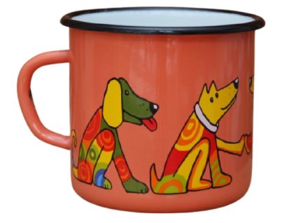 2576 enamel mug coral motive dog