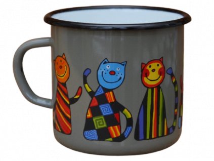 2609 enamel mug gray motive cat