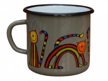 2615 enamel mug grey motive cat
