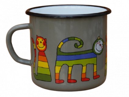 2618 enamel mug gray motive cat