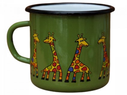 2642 enamel mug green motive giraffe