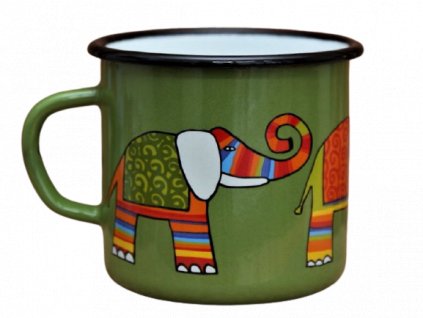 2645 enamel mug green motive elephant