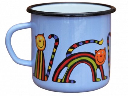 2660 enamel mug light blue motive cat