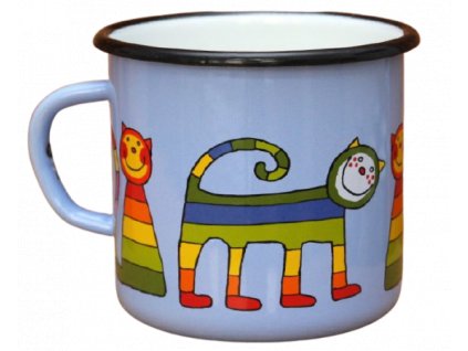 2663 enamel mug light blue motive cats