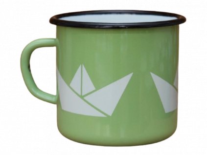 2678 enamel mug light green motive boats