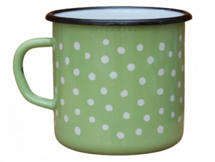 2690 enamel mug light green motive polka dots