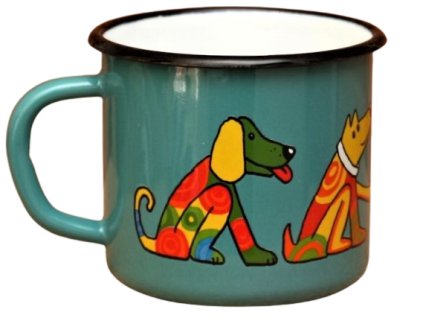 2882 enamel mug ocean blue motive dog