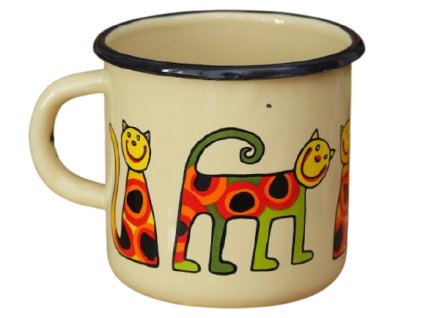 3341 1 enamel mug cream motiv cat