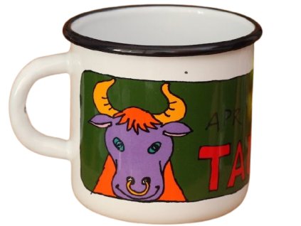 3617 1 enamel mug white zodiac sign taurus
