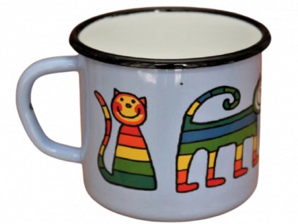 3959 enamel mug light blue motive cats