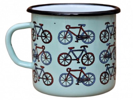 4022 turquoise mug with bikes pattern