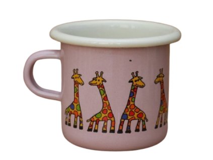 4055 1 enamel espresso mug pink motive giraffe
