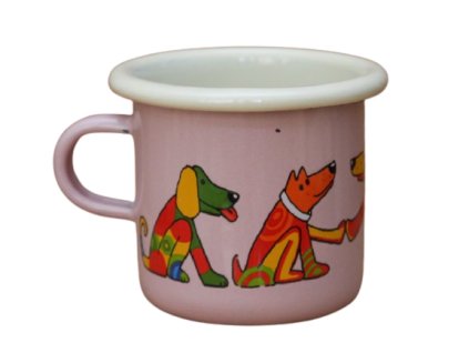 4061 enamel espresso mug pink motive dog