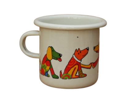 4076 enamel espresso mug cream motive dog