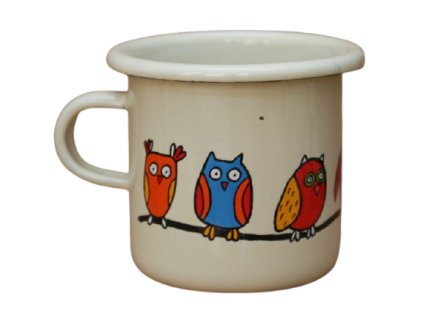 4079 1 enamel espresso mug cream motive owl
