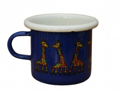 4085 enamel espresso mug blue giraffe motive