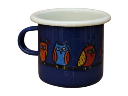 4094 1 enamel espresso mug blue motiv owl