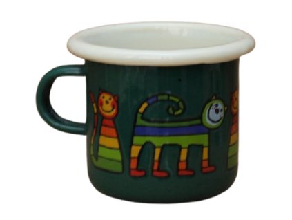 4097 1 enamel espresso mug dark green motive cat