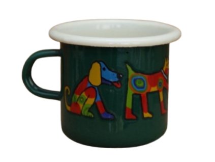4106 enamel espresso mug dark green dog motive