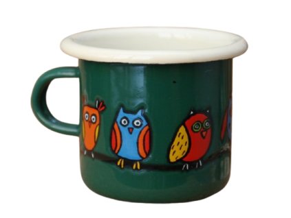 4109 1 enamel espresso mug dark green motive owl