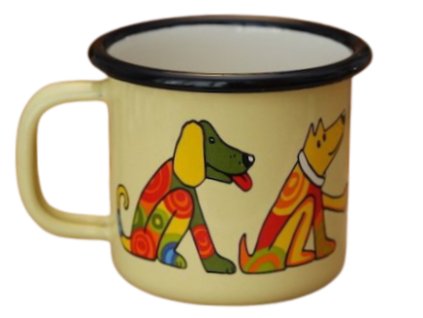 888 enamel mug cream motive dog