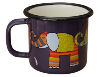 960 enamel mug dark blue motive elephant