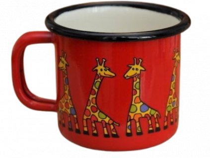 972 enamel mug red motive giraffe