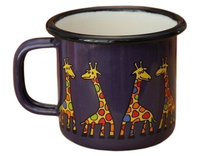 975 enamel mug dark blue motive giraffe