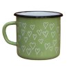 2687 enamel mug light green motive hearts