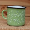 2687 2 enamel mug light green motive hearts