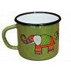 1869 enamel mug green motive elephant