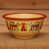 2186 6 yellow bowl with cats with dots