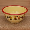 2189 5 yellow bowl with stripy cats