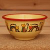 2189 6 yellow bowl with stripy cats