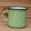 2690 enamel mug light green motive polka dots
