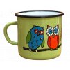 2867 enamel mug light green motive owl