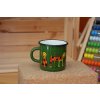 3251 10 enamel mug dark green motive cat