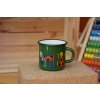 3251 11 enamel mug dark green motive cat